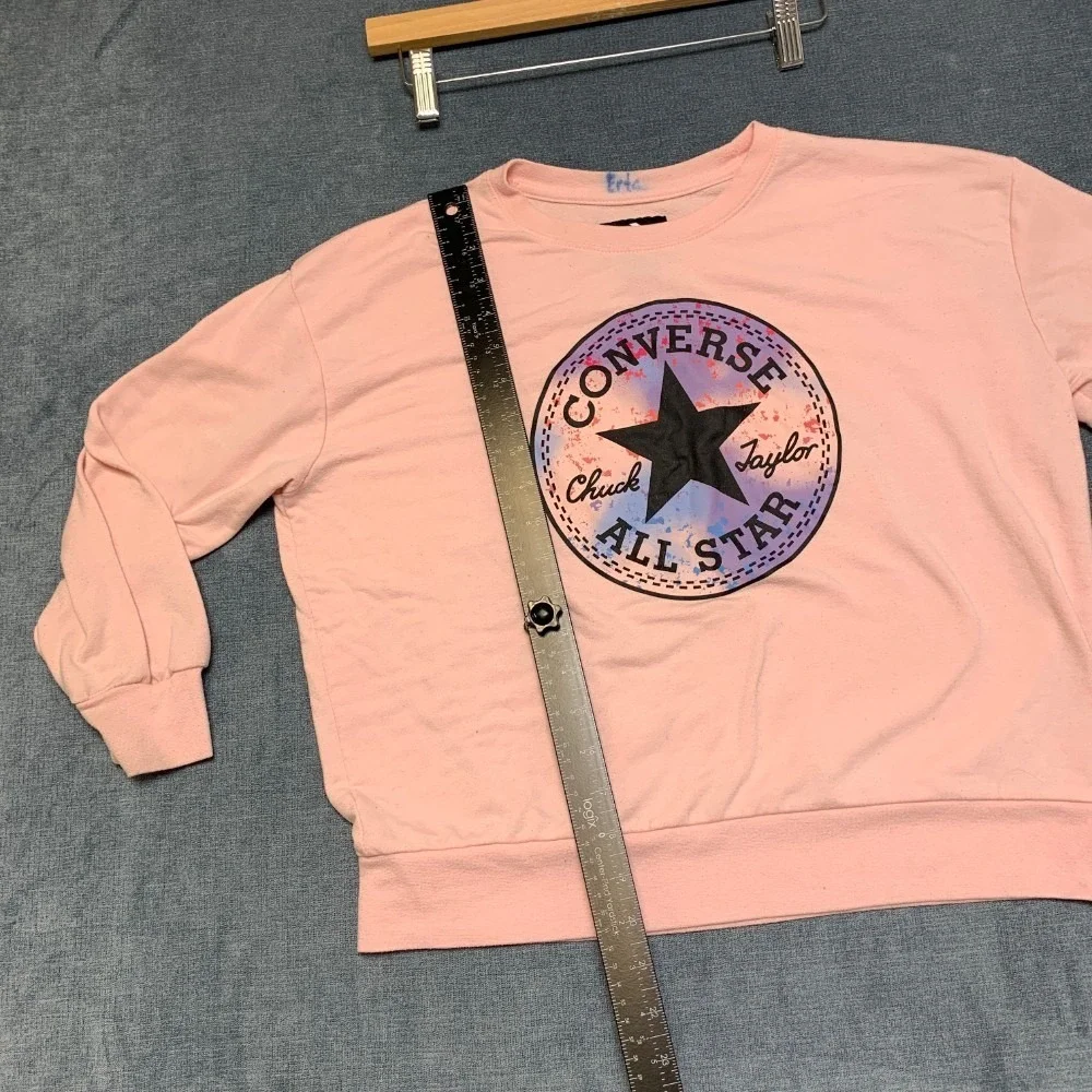 Converse Chuck Taylor All Star Sweatshirt Girls Large 12-13 Pink Fleece Lined